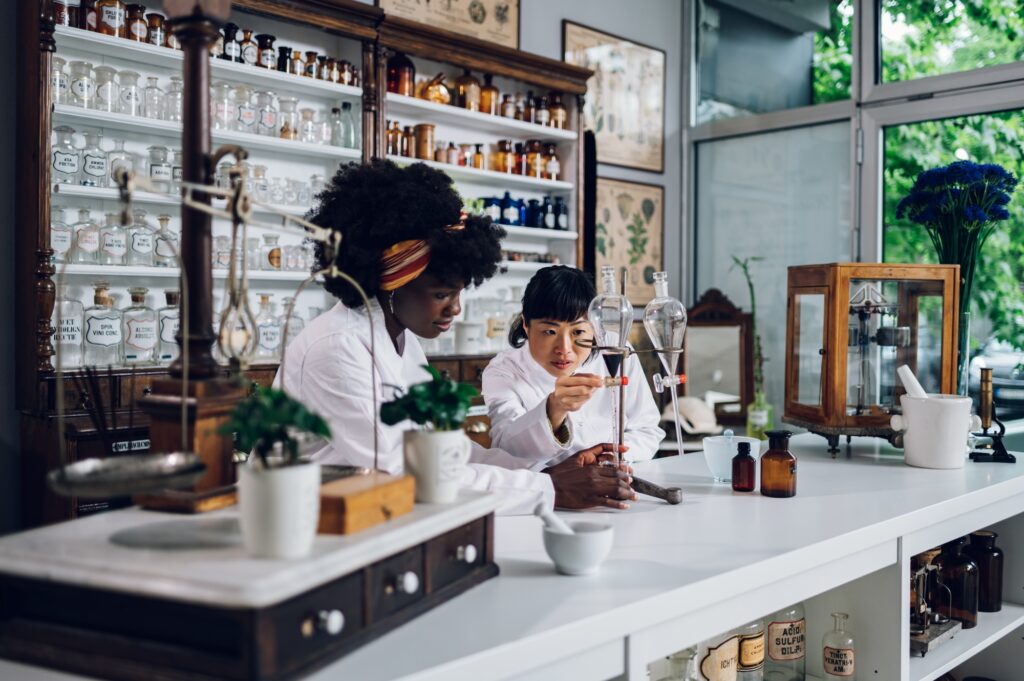 Multicultural pharmacy technicians are working on a traditional cure.